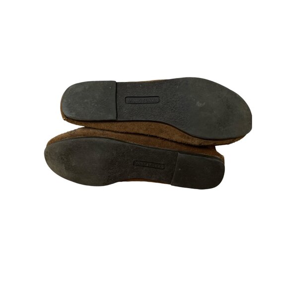 Minnetonka Moccasins Womens Brown Suede Fringe Boots Sz 6 Back Zip Hard Sole - Picture 7 of 9